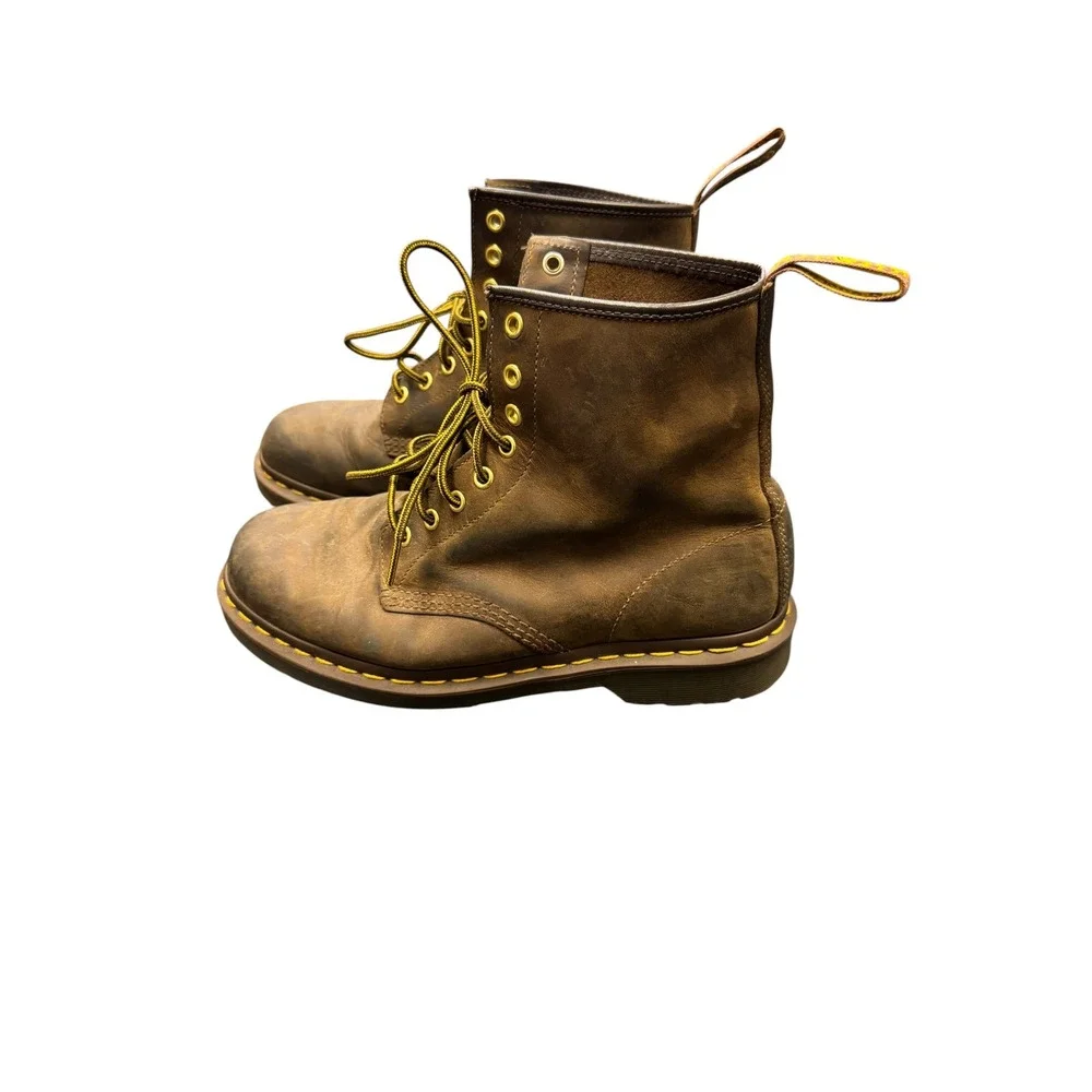 Dr. Martens 1460 Boots Mens 9 Brown Good Gaucho Crazy Horse Leather 8-Eye